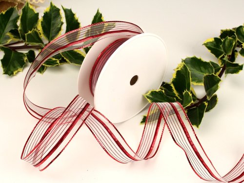 Weihnachtsband in Streifendesign Transparent