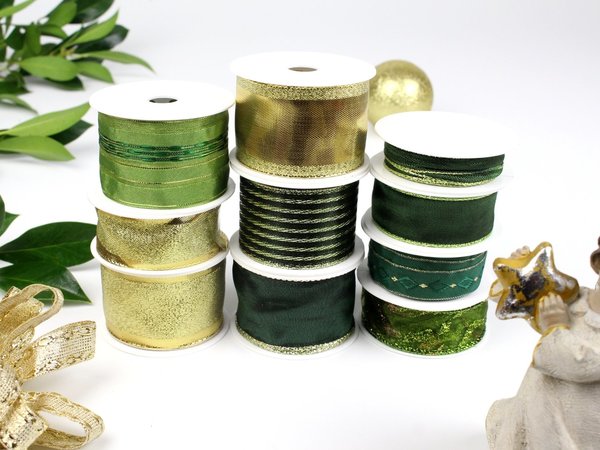 Bänderset grün-gold - Schleifenzauber & 10 Bänder mD
